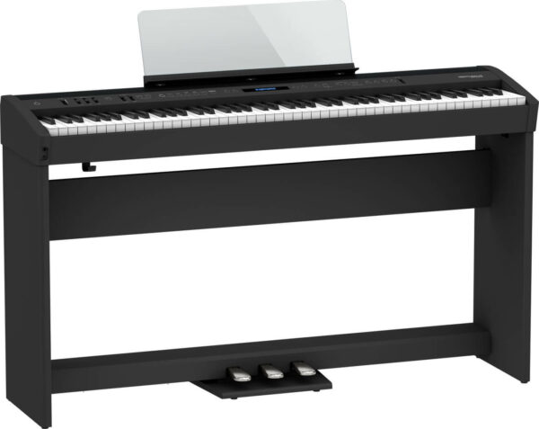 Roland FP-60X Black Digital Keyboard with Furniture Stand and 3-pedal unit