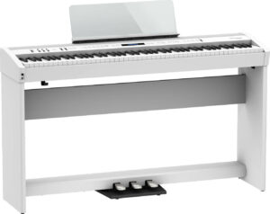 Roland FP-60X White Digital Keyboard with Furniture Stand and 3-pedal unit