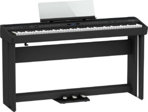Roland FP-90X Black Digital Keyboard with Furniture Stand and 3-pedal unit